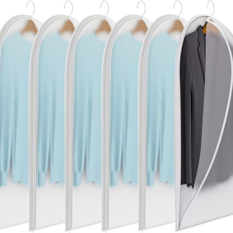 Transparent clothing bags, suitable for hanging clothes and wardrobe storage (6-pack)