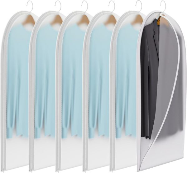 Transparent clothing bags, suitable for hanging clothes and wardrobe storage (6-pack)