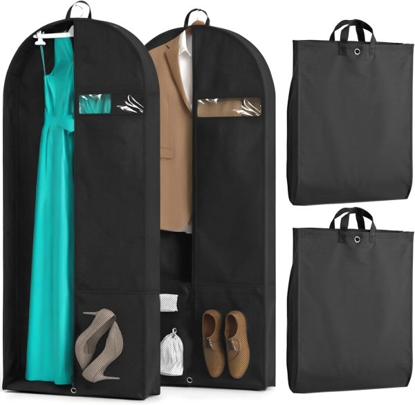 2-pack of padded travel bags for closet and clothing storage (black, 2-pack, 43 inches)