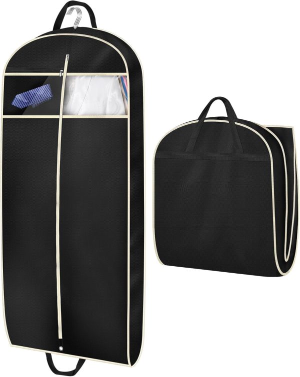 43-inch padded travel suit bag with accessory zippered pocket, suitable for closet storage.