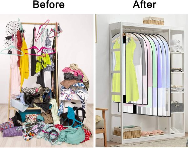 12-Pack Breathable Zippered Garment Covers, Hanging Garment Covers, Suitable for Wardrobe Storage and Travel