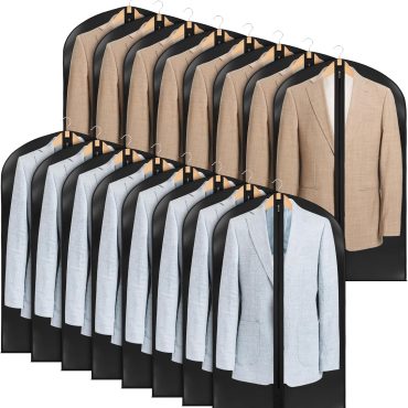 43-inch transparent garment bags, suitable for hanging clothes, can be used for closet storage, 16-pack