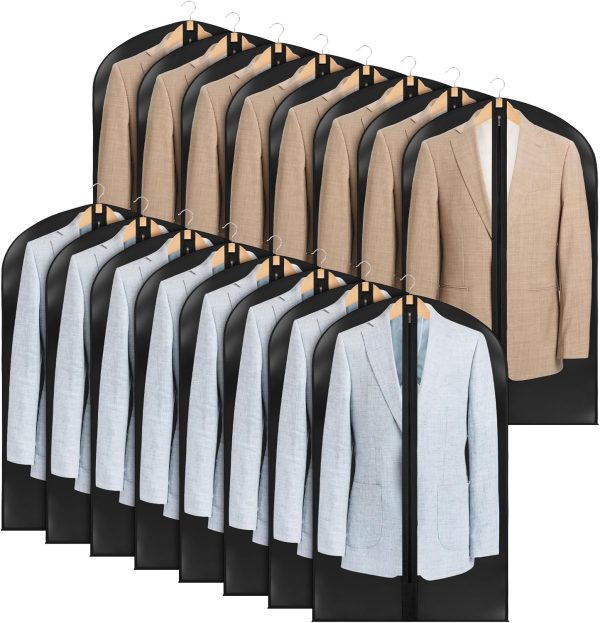 43-inch transparent garment bags, suitable for hanging clothes, can be used for closet storage, 16-pack