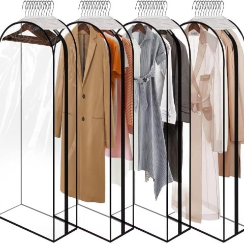 Waterproof and thickened wardrobe clothing bags with smooth side zippers, 4-pack