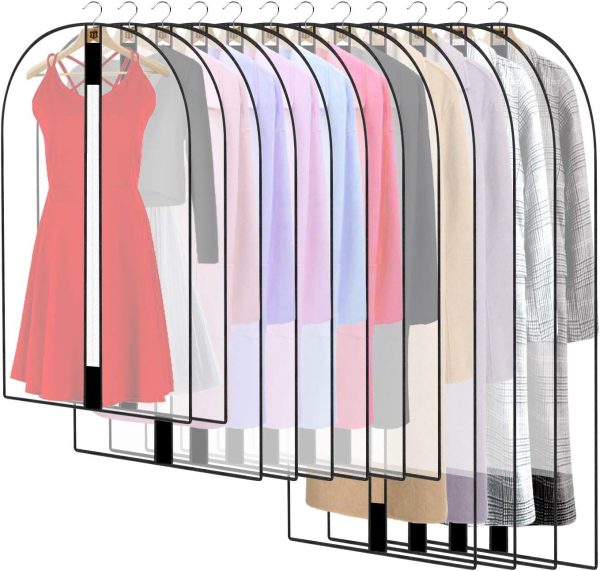 12-Pack Breathable Zippered Garment Covers, Hanging Garment Covers, Suitable for Wardrobe Storage and Travel